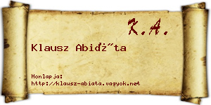 Klausz Abiáta névjegykártya